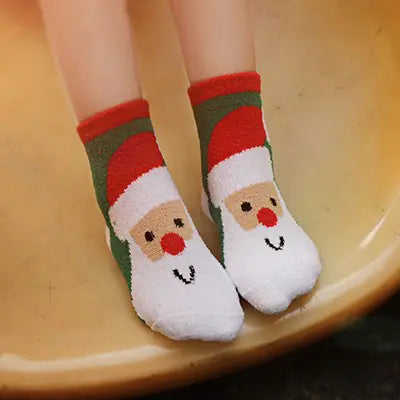 Cute Coral Fleece Kids' Christmas Socks for Boys & Girls