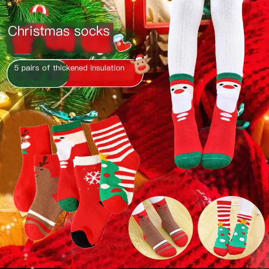 Cute Coral Fleece Kids' Christmas Socks for Boys & Girls