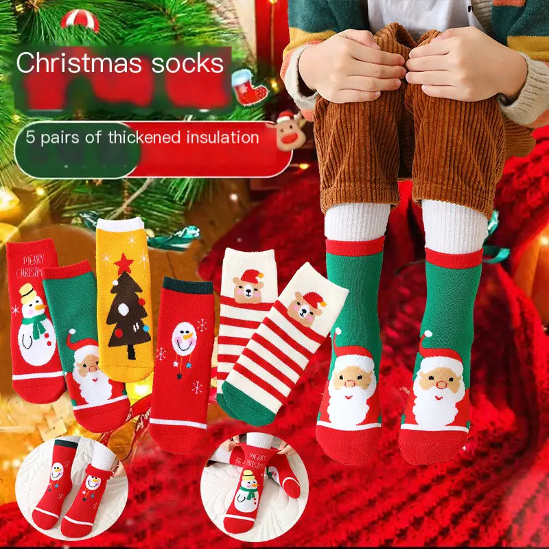 Cute Coral Fleece Kids' Christmas Socks for Boys & Girls